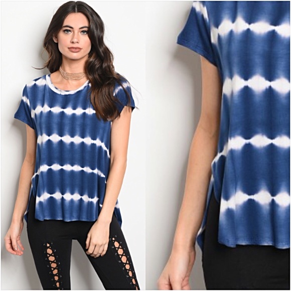 📍SALE Indigo TieDye Hi Low Tunic Top Tee SML - Picture 4 of 6